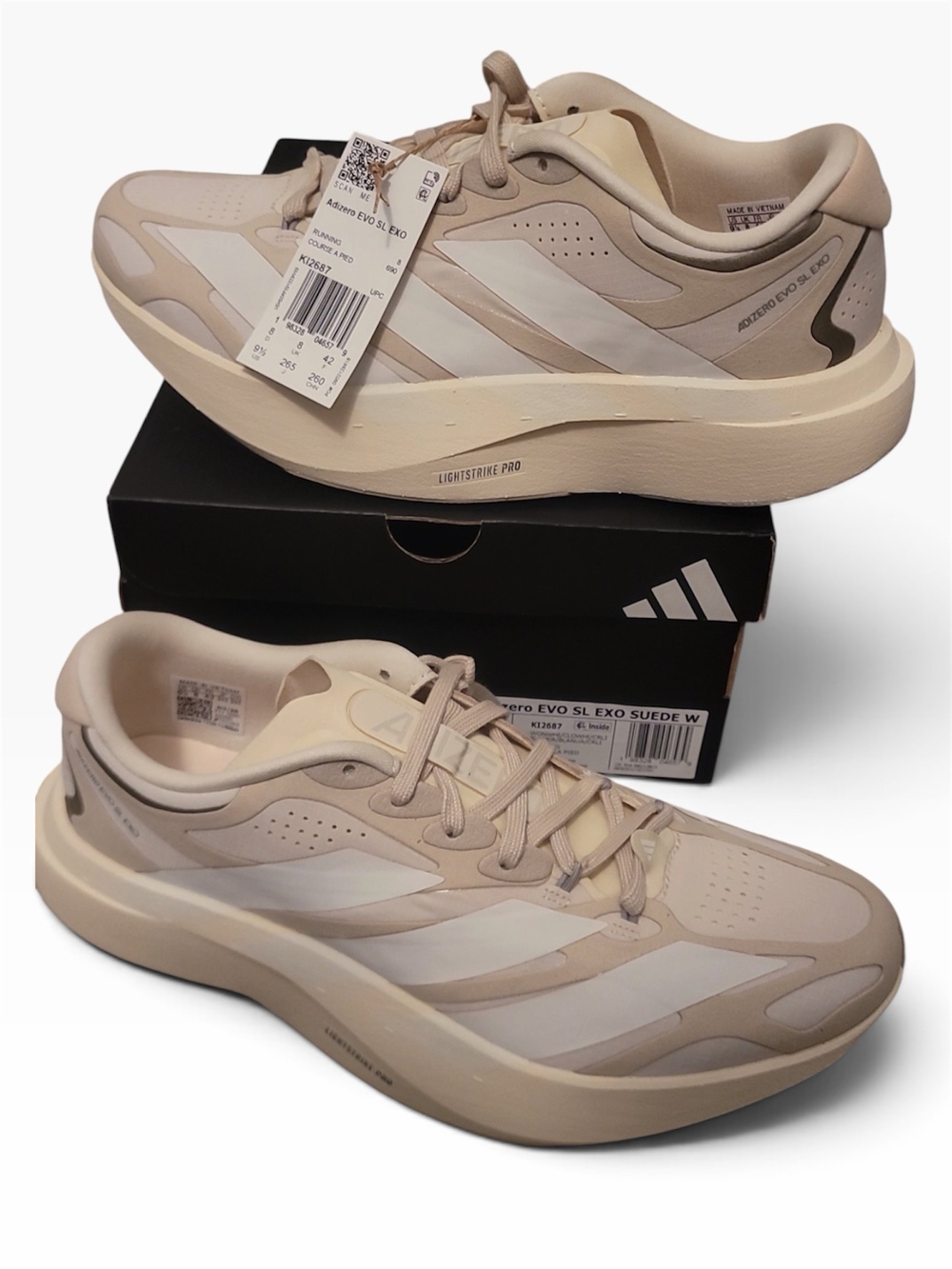 Adidas Adizero EVO SL EXO Suede Women's Size 8 Cream Running Sneaker KI2687 New